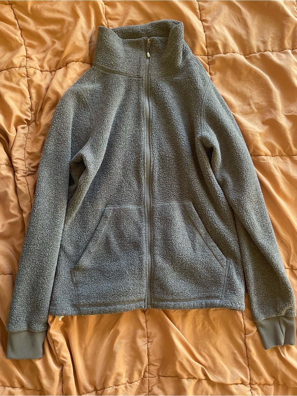 REI Gray Full-Zip Sherpa Jacket